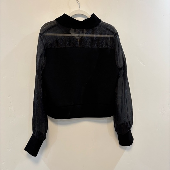 GRACIA black zip jacket sheer sleeves cropped jacket sheer - Picture 8 of 8